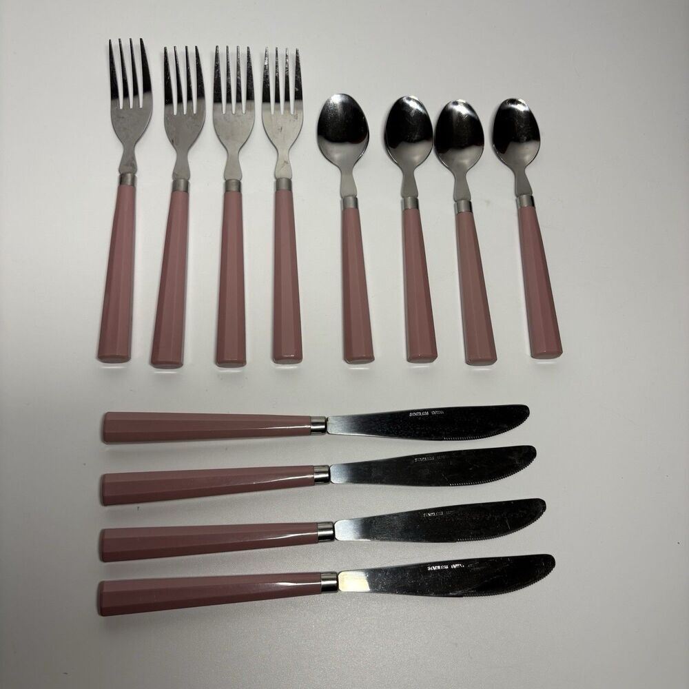 Vintage CARNIVAL Tableware by Rogers 12 Piece Service for Four Pink Maeve - Picture 3 of 5